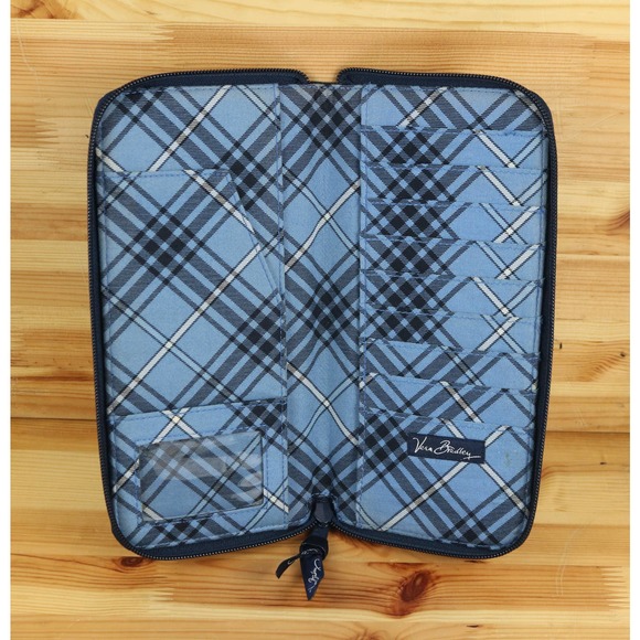 Vera Bradley Credit Card Wallet Purse Black Blue - Picture 3 of 5